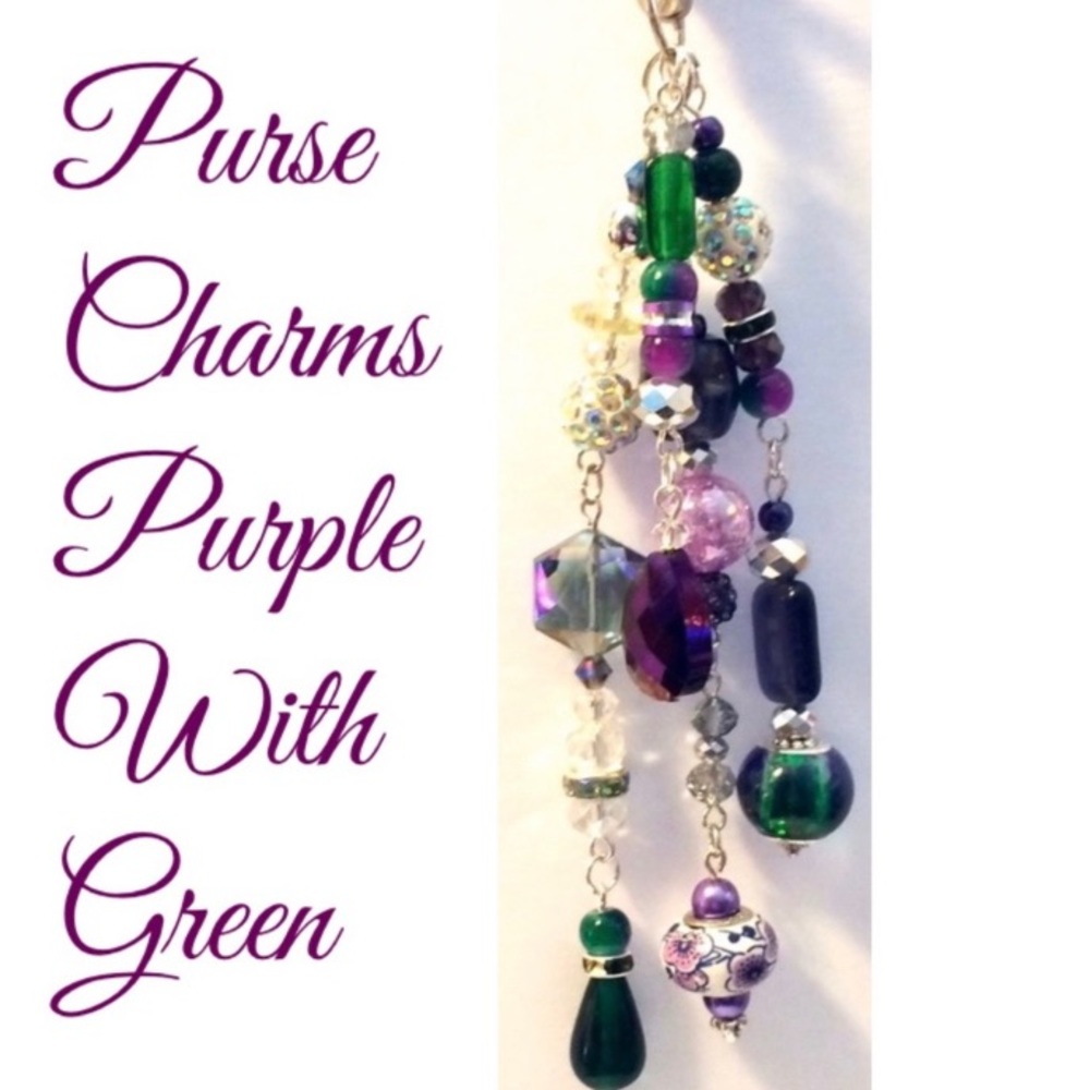 Purple Boho Purse Charms with eclectic beads